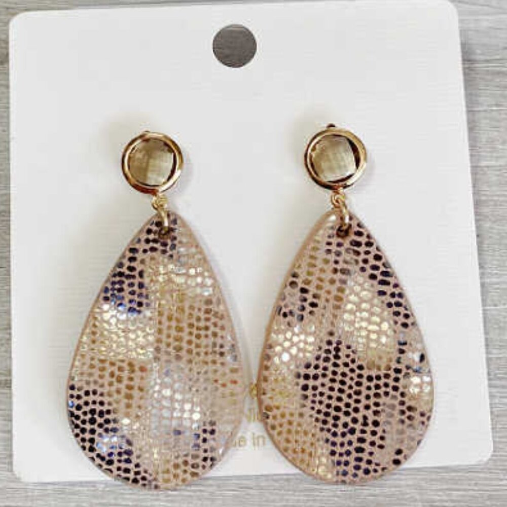 Glitz n' Glam Vegan Leather Dangle Teardrop Earrings, Set of 2